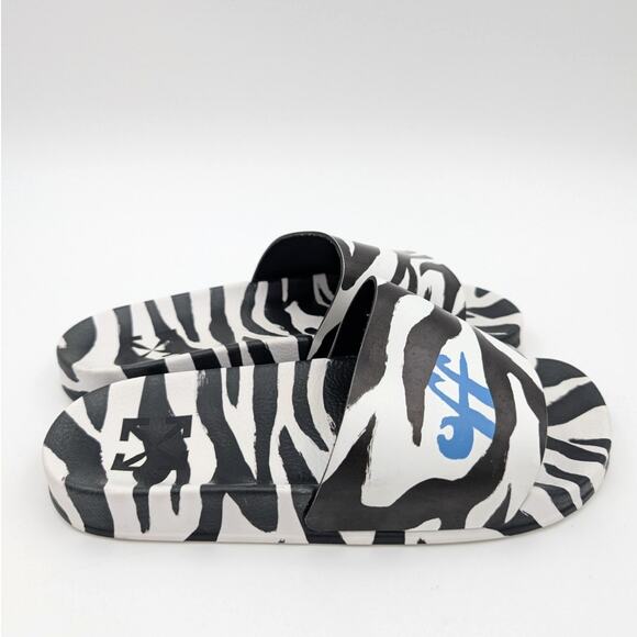 Off-White Zebra Printed Pool Slide Sandals Women's White/Black Size US7.5 EU38 - Picture 3 of 13